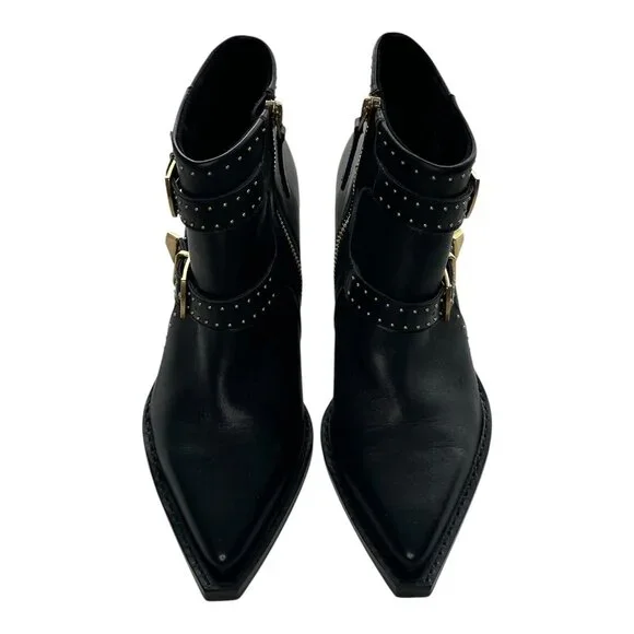 Dolce Vita Ronnie Black Ankle Boots Gold Studs Sz: 7